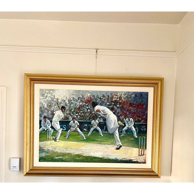 "English Cricket" Contemporary Figurative Sport Painting, Framed For Sale - Image 12 of 13