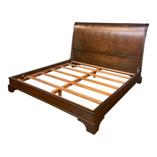 Mahogany King Size Sleigh Bed With Low Footboard by Leighton Hall - Showroom Sample For Sale