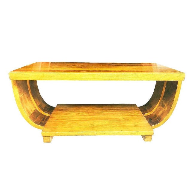 1930s Blond Geometric Art Deco Side & Coffee Table Attributed to Gilbert Rohde for Brown Saltman For Sale - Image 9 of 15