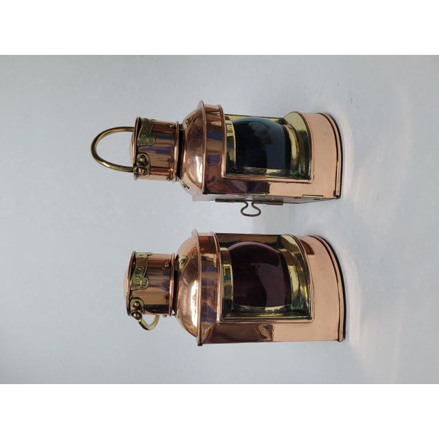 Metal English Port and Starboard Ships Lanterns For Sale - Image 7 of 12