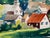 Paint Vintage Signed Impressionist Thomas Meek Watercolor Landscape, Framed Pastoral Village Scene, 1981 For Sale - Image 7 of 8