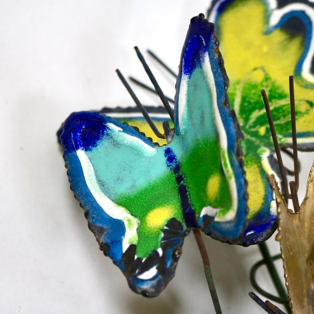 Signed 1968 Curtis Jeré Enameled Butterfly Swarm Wall Sculpture For Sale - Image 11 of 14