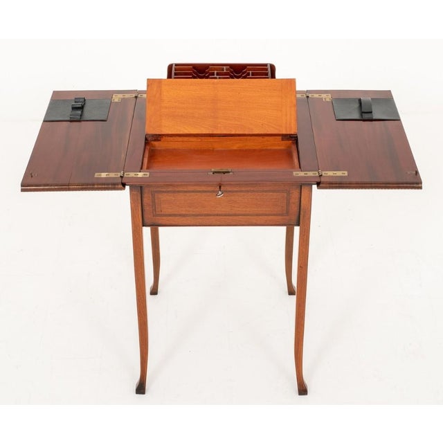 Mahogany Sheraton Popup Writing Table Desk, 1890s For Sale - Image 11 of 13