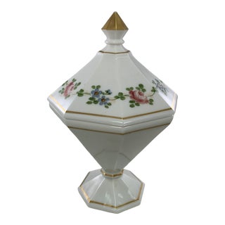Vintage 1980s White Footed Octagonal Candy Dish Catchall With Lid For Sale