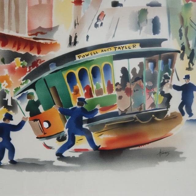 Paint 1940s Signed Benjamin Jorj Harris Airbrush Cable Car Artworks - A Pair For Sale - Image 7 of 10