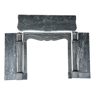 Louis XV Style Fireplace in Blue Turquin Marble, 1880 For Sale
