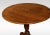 Oak tripod table, the circular top above the ring-turned pedestal. All raised up on three down-swept supports terminating...