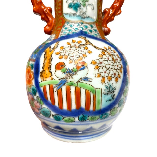 Japanese 19th Century Japanese Imari Porcelain Vase by Zoshuntei Sanpo – Hand-Painted Birds, Arita Ware, Late Edo to Meiji Period Antique For Sale - Image 3 of 17