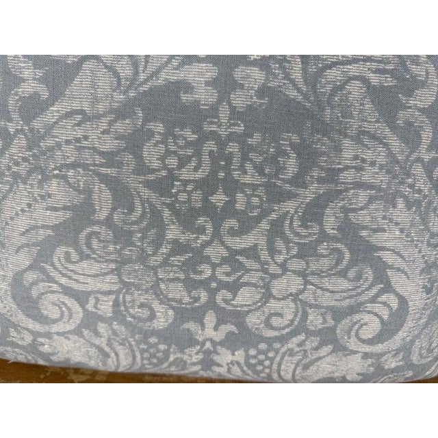 Transitional Pair of Elegant Designer Damask Pillows in Soft Blue Tones For Sale - Image 3 of 6