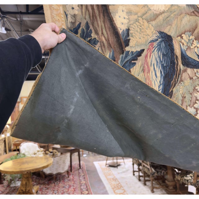 18th C. French Hand Woven Aubusson Tapestry With Birds, Ruins, and Floral Border For Sale - Image 13 of 15