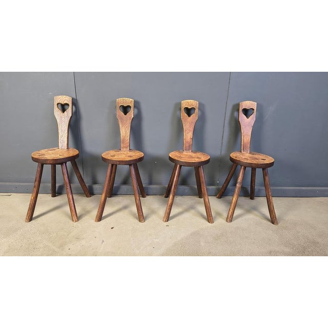 Vintage Brutalist Heart-Shaped Chairs, 1960s, Set of 4 For Sale - Image 13 of 15