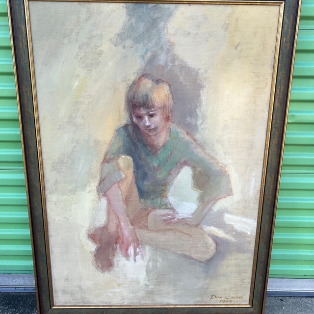 American American School 20th Century Portrait of a Seated Boy, Oil on Canvas, Signed and Dated 1969 Framed by Don Carr For Sale - Image 3 of 10