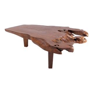 Brown Teak Living Edge Coffee Table 44 For Sale
