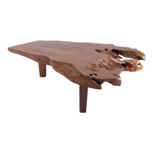 Brown Teak Living Edge Coffee Table 44
