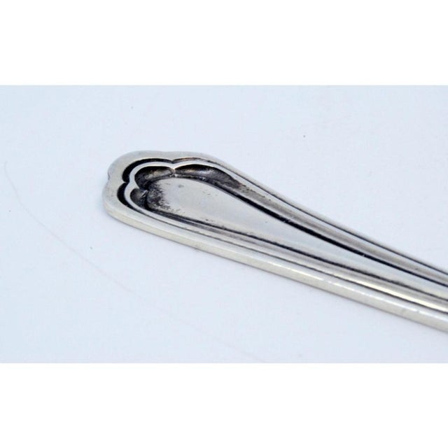 Silver Serving Fork with Three Golden Tines and Stripes For Sale - Image 6 of 9