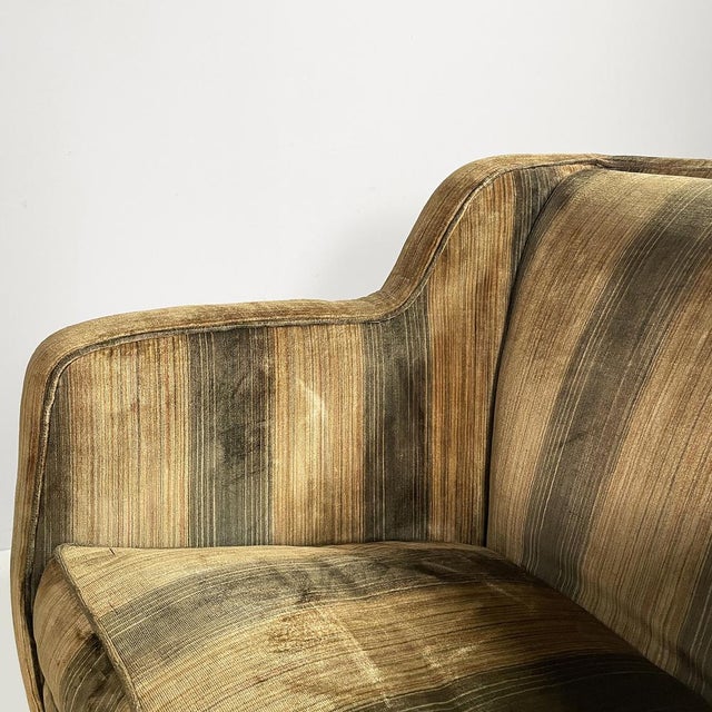 1930s Italian Art Deco Striped Velvet Armchairs, 1930s, Set of 2 For Sale - Image 5 of 17