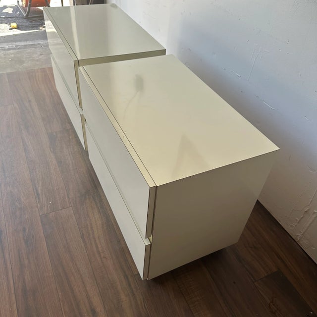 1980’s Post Modern Cream and Brass Nightstands - A Pair For Sale In Tampa - Image 6 of 7