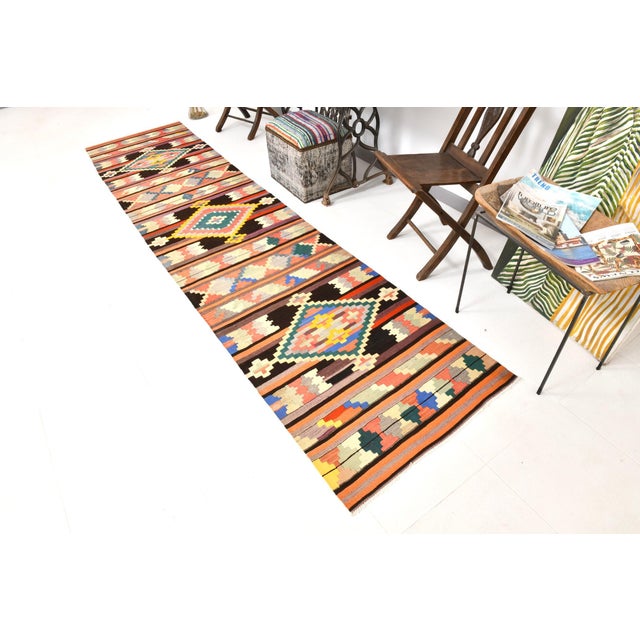 Cotton Kilim Runner Rug For Sale - Image 12 of 12