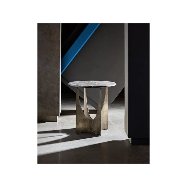 Universal Furniture Contemporary Op Art Travertine Top End Table For Sale - Image 4 of 4