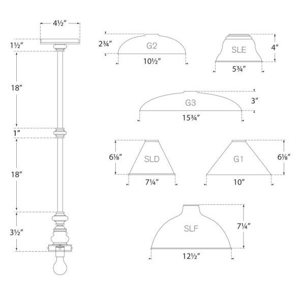 Transitional Chapman & Myers for Visual Comfort Signature Boston Pendant in Antique Nickel with White Glass Slant Shade For Sale - Image 3 of 3