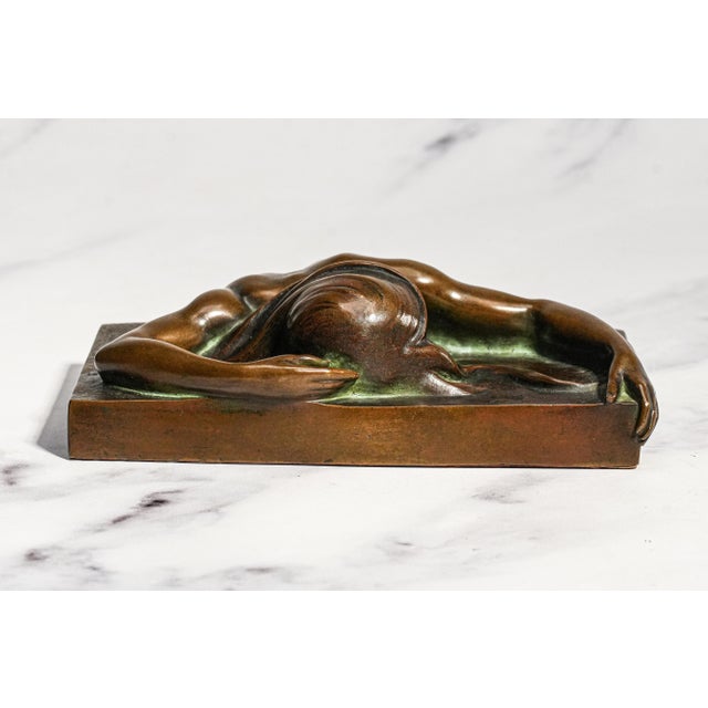 High Relief Female Figure Sculpture Antique Art Nouveau Bronze Paperweight A. Förster & Co. Wien Austria Desk For Sale - Image 9 of 16