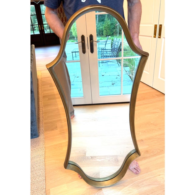Wood 1970s LaBarge Attributed Sculptural Gilt Wood Shield Wall Mirror For Sale - Image 7 of 8