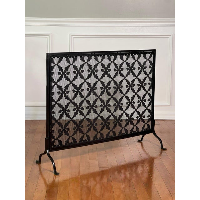 Arts & Crafts Arts and Crafts Cast Brass and Iron Fire Screen in Black, Single Panel, Early 20th C. For Sale - Image 3 of 13