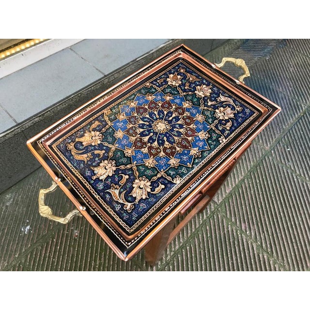 Handmade Inlaid Serving Tray with Handles For Sale - Image 4 of 8