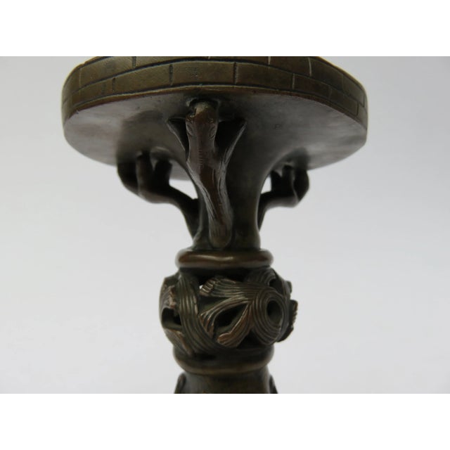 Brown Antique Bronze Candlesticks, Set of 2 For Sale - Image 8 of 14
