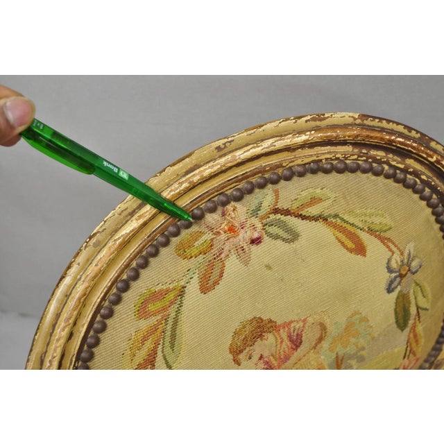 Antique French Louis XVI Style Aubusson Tapestry Fauteuil Arm Chairs - A Pair For Sale - Image 16 of 18