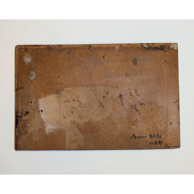 1973 Mid-Century River & Hills Landscape Painting Wood Panel Initialed Verso For Sale - Image 4 of 4