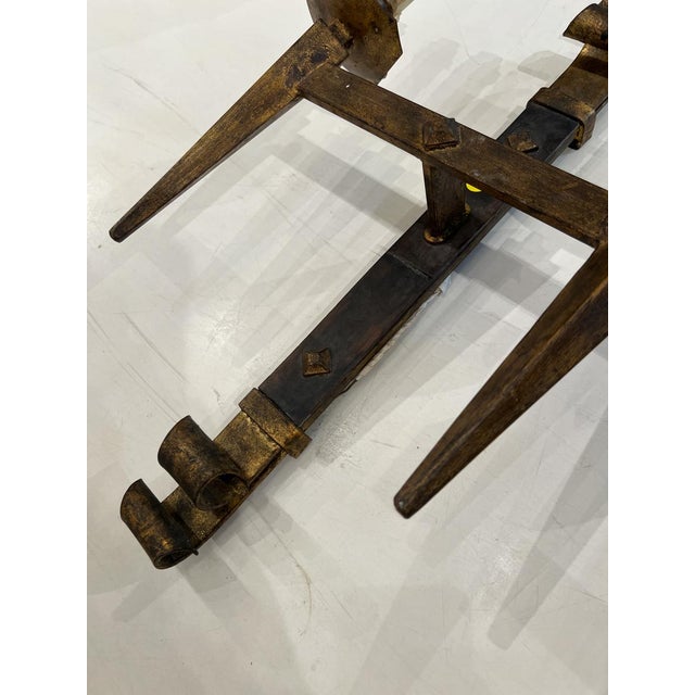 Metal Pair of Early 20th Century Gilded Iron Sconces With Shades For Sale - Image 7 of 11