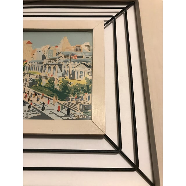 Mid 20th Century Mid-Century Modern Illustration Depicting New York Public Library & Empire State Building by Dante, Framed For Sale - Image 6 of 12