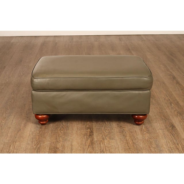 Ethan Allen Traditional Leather Ottoman For Sale - Image 12 of 18