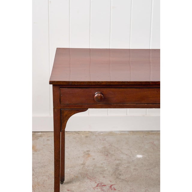 Late 19th Century Victorian Single Drawer Side Table/Desk With Wooden Knobs on Casters For Sale - Image 4 of 14