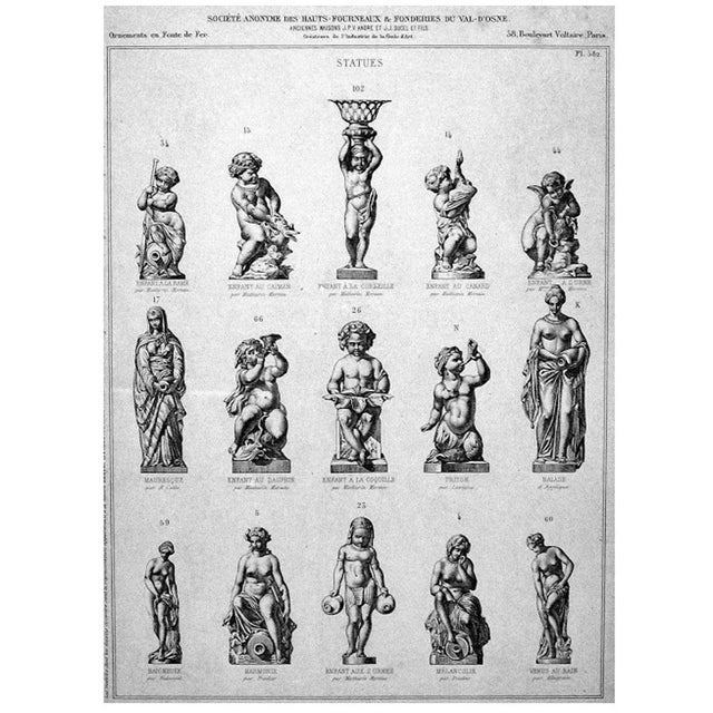 Mathurin Moreau Mathurin Moreau Val D'osne Painted Cast Iron Fountain Statue, Enfant a La Rame For Sale - Image 4 of 12