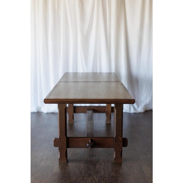 Brown 1950s Mid Century Dining Table With Linear Veneer Pattern For Sale - Image 8 of 15