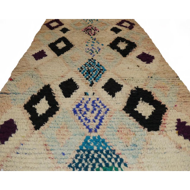 Beige Midcentury Boujad Abstract Wool Runner 2.8 X 10.2 For Sale - Image 8 of 10