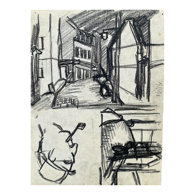 Frank Wallace Philadelphia Streets and People Drawing For Sale