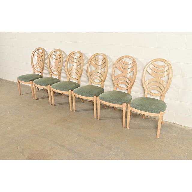 Henredon Henredon Modern Art Deco Carved Oak Dining Chairs, Set of Six For Sale - Image 4 of 15