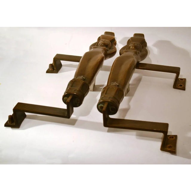 Antique Art Nouveau Bronze Push and Pull Door Handles with Water Nymphes, Set of 2 For Sale - Image 3 of 10