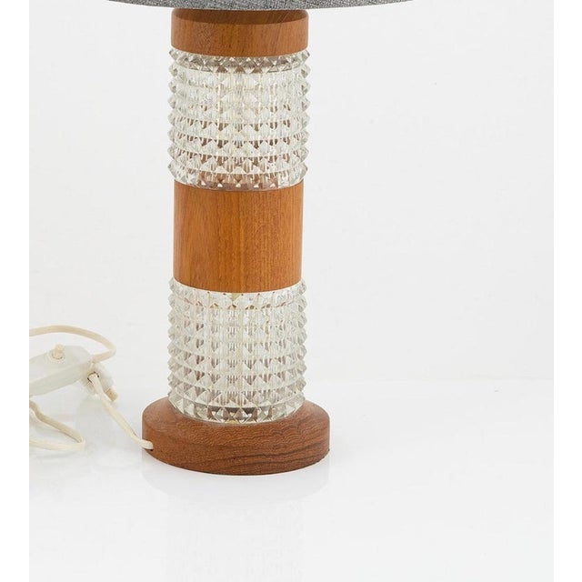 Modern Teak & Glass Table Lamps from Orrefors, Sweden, 1960s, Set of 2 For Sale - Image 3 of 5