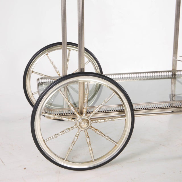 Silver-Plated Metal Serving Cart, 1970s For Sale - Image 14 of 18