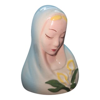Vintage Madonna Blessed Mother Planter Vase Figurine 5.5" Tall For Sale