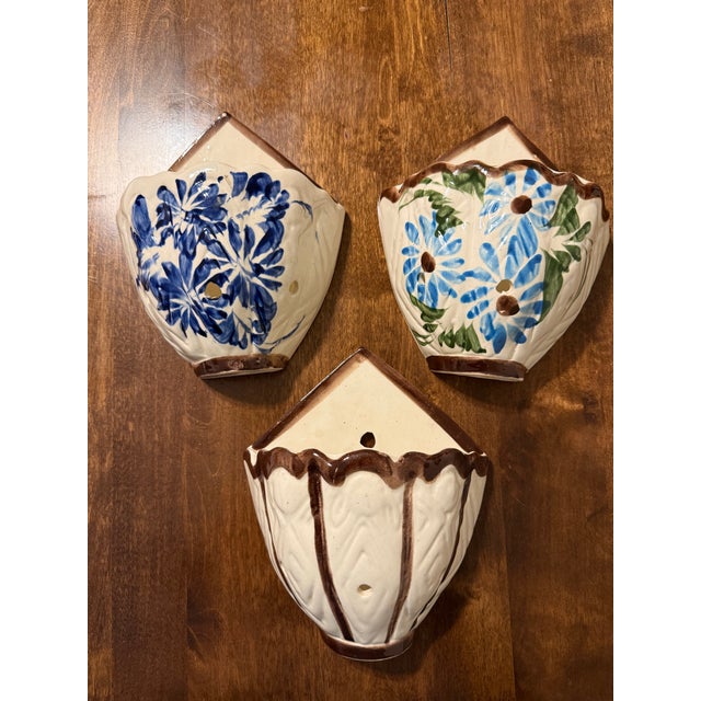 Mid 20th Century Hand Painted Ceramic Wall Pockets For Sale - Image 4 of 11