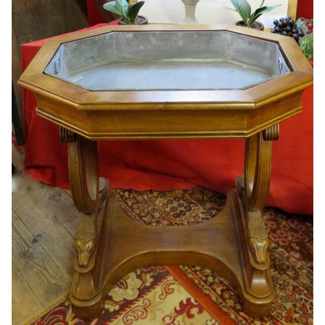 Empire Walnut & Zinc Planter, 1980s For Sale - Image 6 of 12