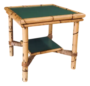 Mediterranean Bamboo Side Table in the style of Audoux Minet, France, 1950s