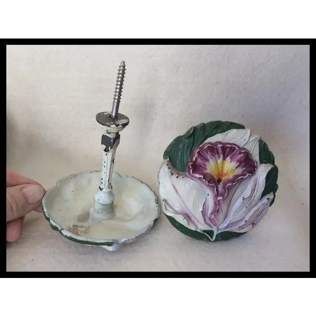 Art Deco Antique Art Deco Morning Glory Flower Curtain Tiebacks, Hooks For Sale - Image 3 of 3