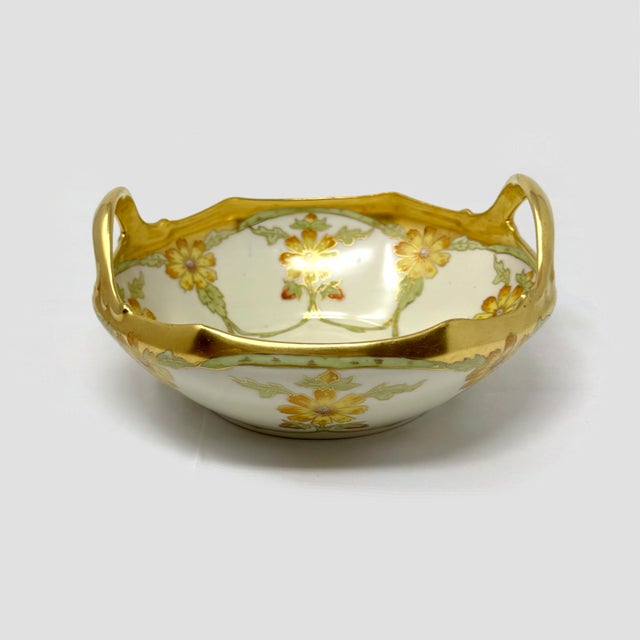 Ceramic Antique Limoges France Elite Works Bawo & Dotter Hand-Painted Bowl Gold Blossom For Sale - Image 7 of 8