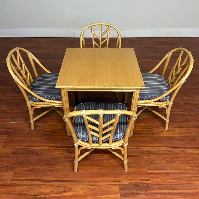 Mid 20th Century McGuire Vintage Dining Set - Square Table and Four Chairs For Sale - Image 5 of 12